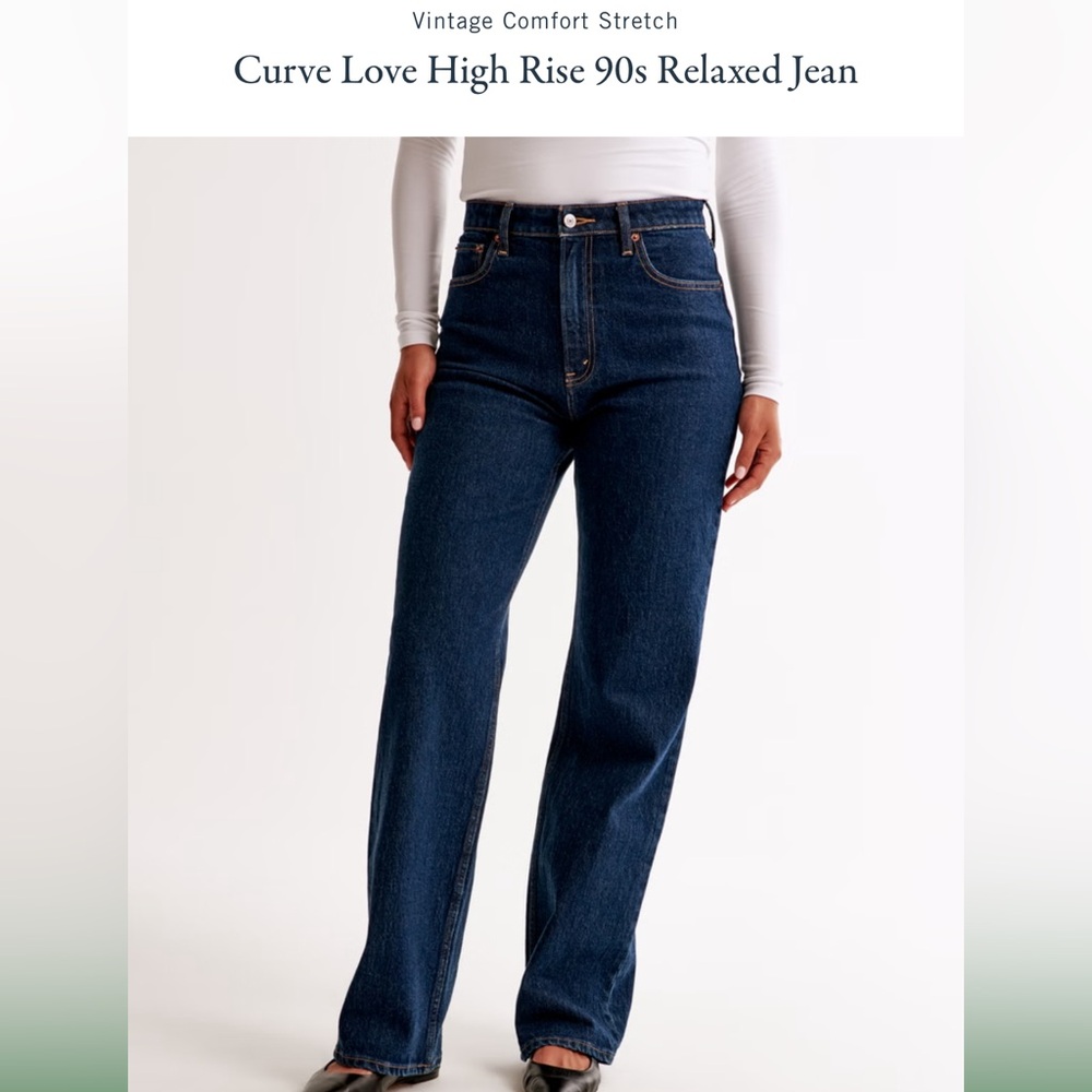 Abercrombie Curve Love High Rise 90s Relaxed Jean Size 28 Long Dark Rinse